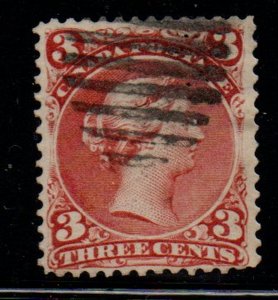 Canada Sc 25 1868 3 c red large Queen Victoria stamp used