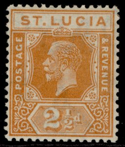 ST. LUCIA GV SG97, 2½d orange, LH MINT. Cat £16.