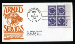# 940 Plate Block First Day Cover addressed with Anderson cachet - 5-9-1946