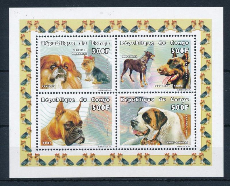 [28896] Congo Brazzaville 1999 Dogs Saint Bernard Boxer Dobermann MNH Sheet