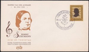 GERMANY 1956 Music : Robert Schumann FDC - Bayruth commem pmk..............B1052