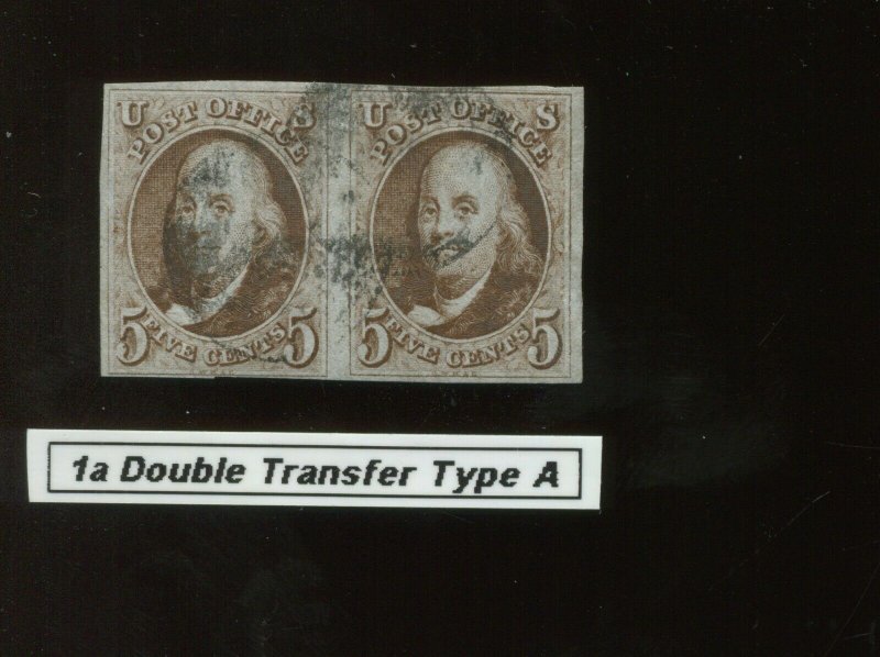 1 Franklin Used Pair Pos 79-80R1 Type A Double Transfer with PSE Cert (Bz 450)