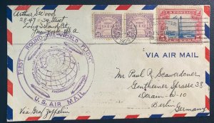 1929 USA LZ 127 Graf Zeppelin First Round Flight Airmail cover To Berlin Germany