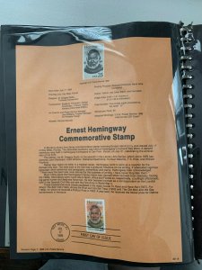 USPS Souvenir Page Scott 2418 1989 Ernest Hemingway stamp