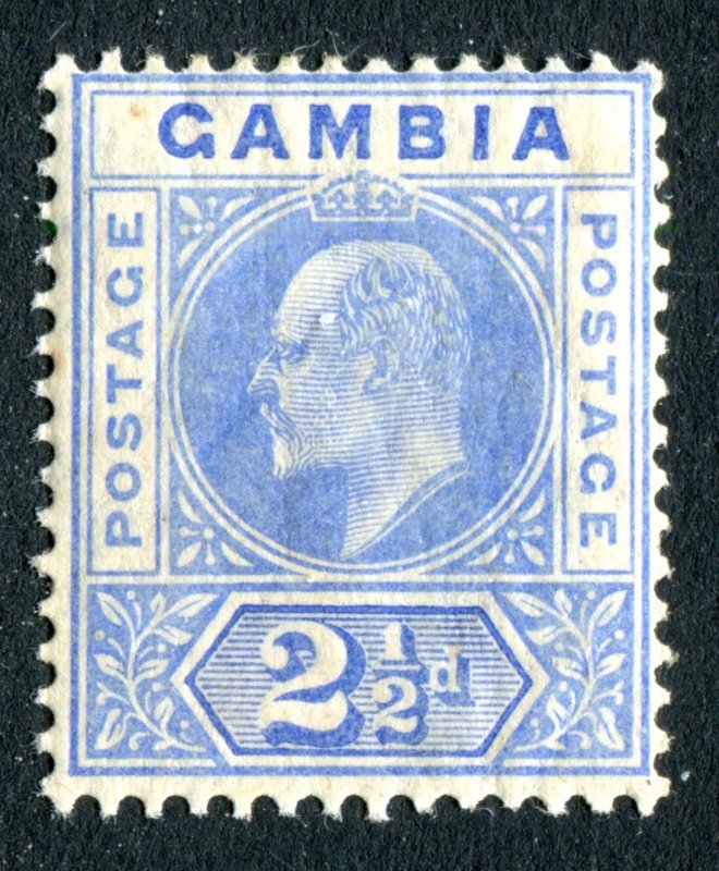 Gambia 1904 KEVII. 2 1/2d bright blue & ultramarine. MC CA. Mint. LH. SG60a.