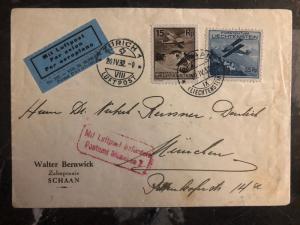 1932 Lichtenstein Airmail cover to munich Germany # C1 C4