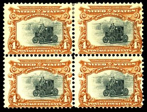 U.S. #296 MINT BLOCK OG LH