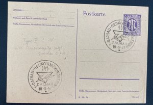 1947 Dachau West Germany Liberation Two Years Anniversary Postcard Cover