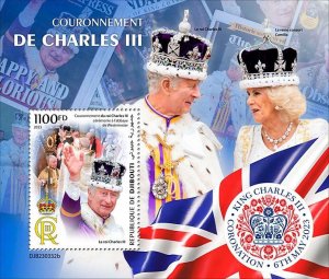 DJIBUTI - 2023 - King Charles III Coronation - Perf Souv Sheet-Mint Never Hinged