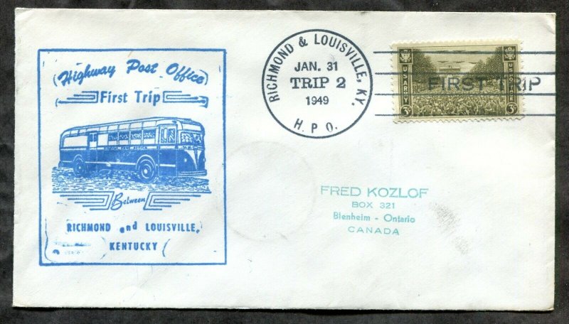 d76 - HPO Cover 1949 First Trip RICHMOND and LOUISVILLE KY