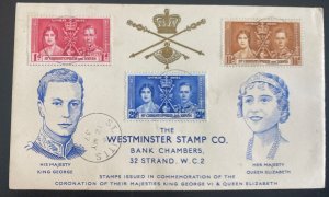 1937 St Kitts & Nevis First Day Cover To Westminster  King George VI Coronation