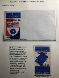 Mint England Imperial Airways Envelope Trans Atlantic Mail New Design