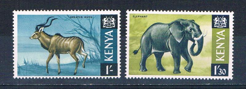 Kenya 29-30 MNH Kudu and Elephant 1966 (K0015)+