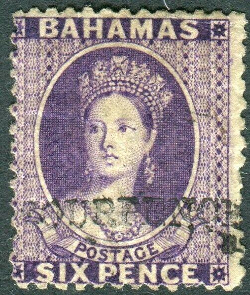 BAHAMAS-1883 4d on 6d Deep Violet.  A mounted mint example Sg 45