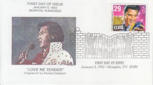 1993 Elvis Presley (Scott 2721) Memphis Collectible DeSpain Love Me TenderFDC