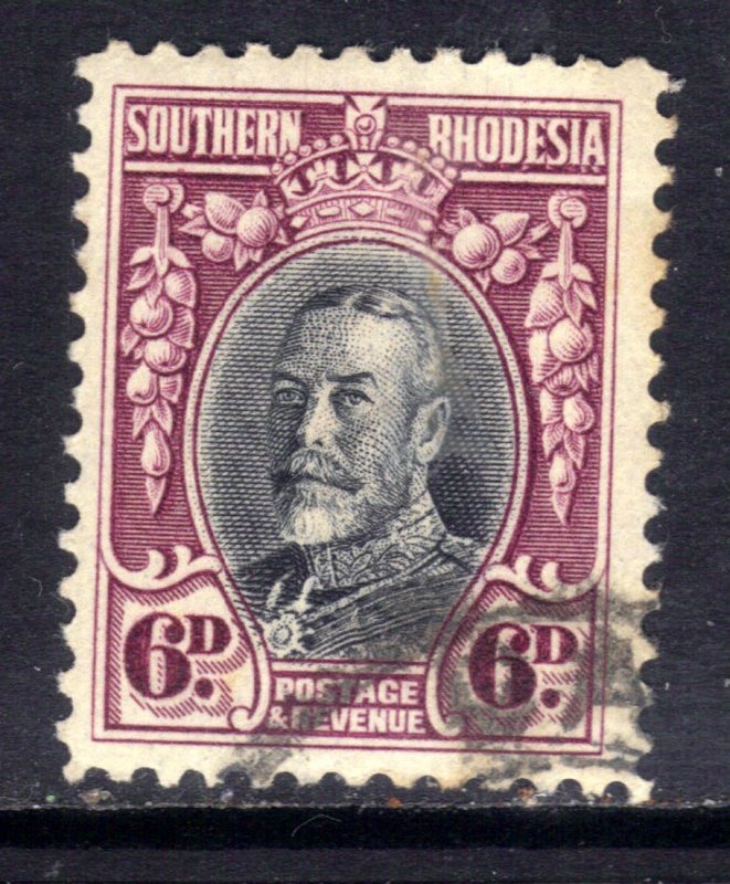 Southern Rhodesia 1931 - 37  KGV 6d Black & Magenta used SG 20 Perfs 12 ( E14...