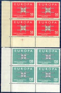 Turkey 1963 Europa CEPT Mi 1888/9 Blocks of 4 MNH