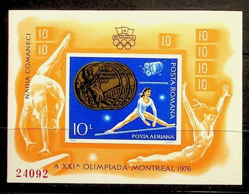 ROMANIA Sc 2657(NOTE) NH IMPERF SOUVENIR SHEET OF 1976 - OLYMPICS