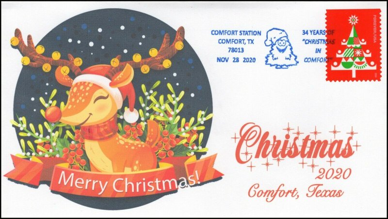 20-276, 2020, Christmas in Comfort, Event Cover, Pictorial Postmark, Comfort TX