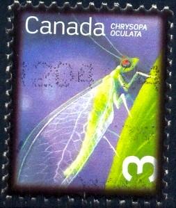 Insect, Golden-eyed Lacewing, Canada stamp SC#2235 Used