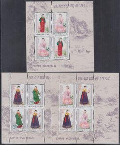 NO KOREA Sc #3652-4a CPL MNH SET of 3 S/S of 4 DIFF EACH WOMEN'S COSTUMES