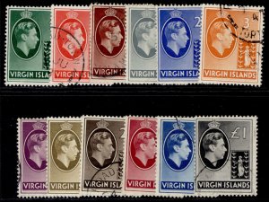 BRITISH VIRGIN ISLANDS GVI SG110-121, 1938-37 CHALKY PAPER, FINE USED. Cat £95.