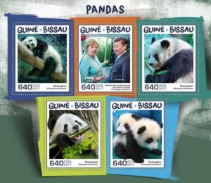 Guinea-Bissau - 2017 Pandas on Stamps - 4 Stamp Sheet - GB17905a