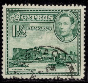 CYPRUS GVI SG155ab, 1½pi green, FINE USED.