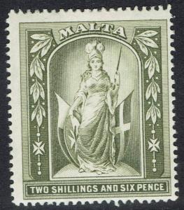 MALTA 1914 FIGURE 2/6 WMK MULTI CROWN CA