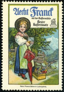 Heinrich Franck Söhne Coffee Cinderella Advertising Label Poster Stamp GERMANY