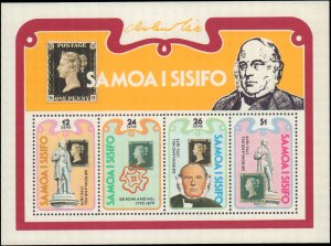 Samoa #516a, Complete Set, S/S Only, 1979, Stamp on Stamp, Rowland Hill, Neve...