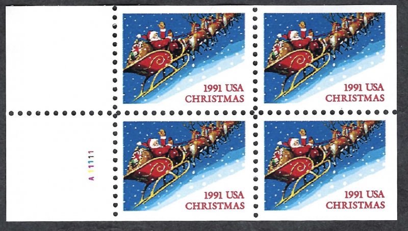 United States 2581b-2585a Non-denominated Santa. Five bklt panes of 4. MNH