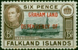 Graham Land 1945 6d Blue-Black & Brown SGA6a Fine LMM