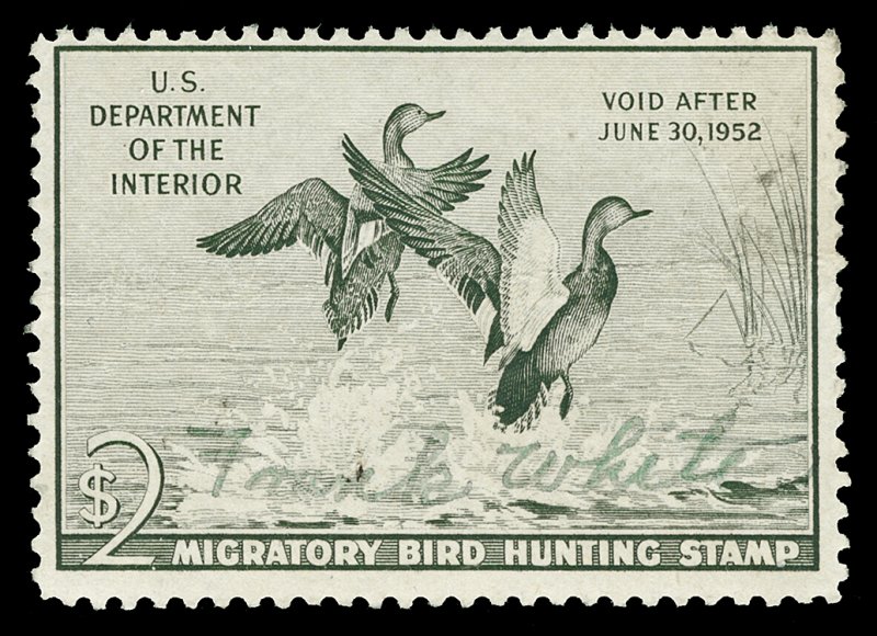 Scott RW18 1951 $2.00 Duck Stamp Signed F-VF OG Crease Cat $15.00