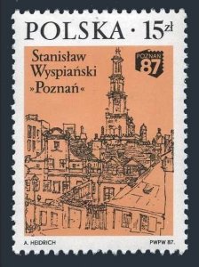Poland 2812 block/4,MNH.Mi 3105. POZNAN-1987. Town Hall,by Stanislaw Wyspianski.