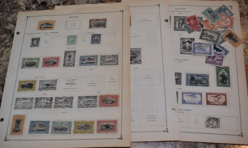 BELGIAN CONGO OLD COLLECTION 1886 - 1940 ON OLD SCOTT PAGES BIN795