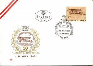 Austria FDC 1968 - 50 years of Airmail - Vienna - F29436