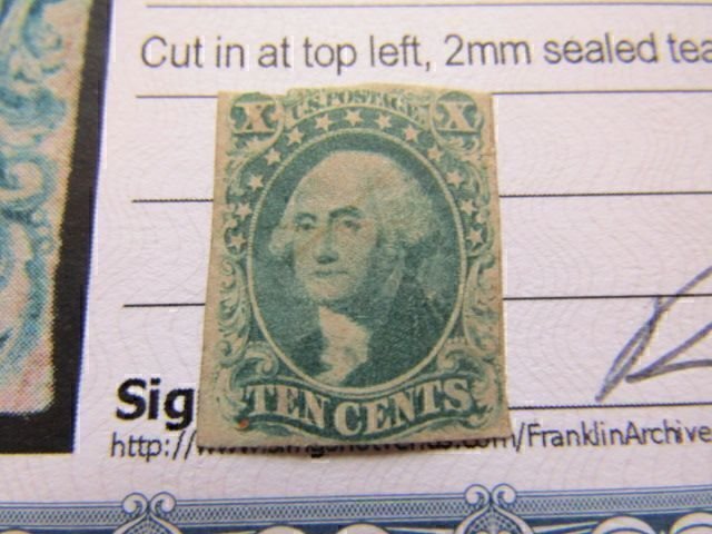 US Stamp, Scott # 14 Type II, 1855 used, with Certificate,