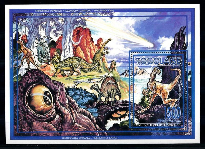 [75639] Togo 1994 Prehistoric Animals Dinosaurs Perf. Souvenir Sheet MNH