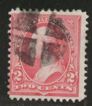 USA  Scott 252 used 1894  p12 no wmk Type 3 cork cancel 