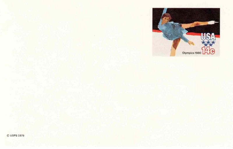 USA 1979 Sc UX82 Winter Olympics Postal Card United States 14c Unused