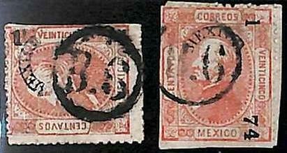 94939e  - MEXICO -  STAMPS  - Yvert # 51 II * 2 -  USED with nice POSTMARKS