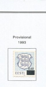 ESTONIA - 1993 - Provisional - Perf Single Stamp - Mint Lightly Hinged