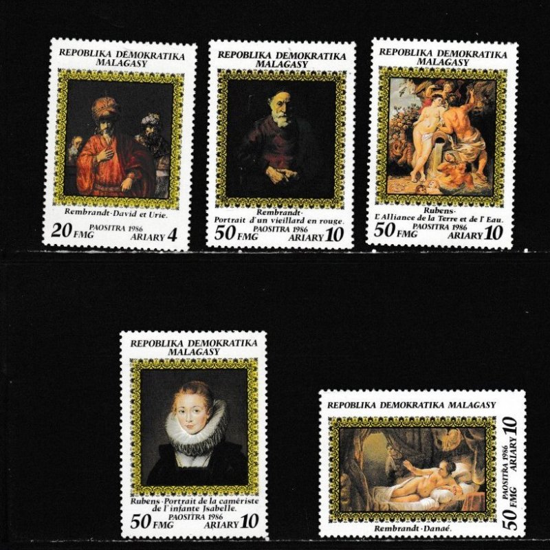 Malagasy # 756-760, 7661, Paintings in Russian Museum's Mint NH, 1/2 Cat.