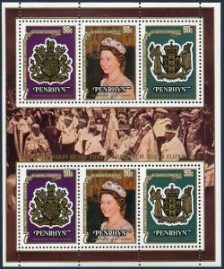 Penrhyn 104,104d pair,sheets,MNH. Queen Elizabeth  II,Coronation-25.1978.