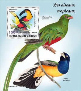 DJIBUTI - 2023 - Tropical Birds - Perf Souv Sheet #1  - Mint Never Hinged