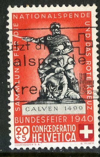 SWITZERLAND B102 USED SCV $1.60 BIN $.75 CALVEN