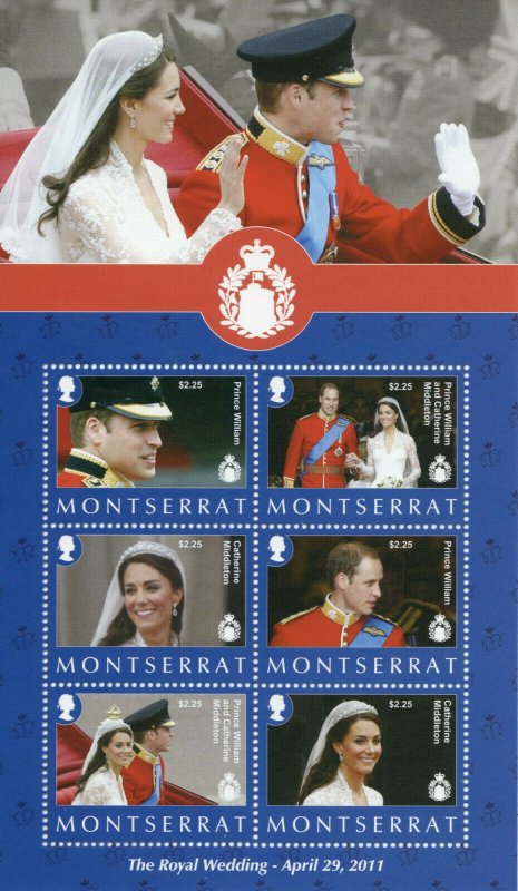 Montserrat Royalty Stamps 2011 MNH Royal Wedding Prince William & Kate 6v M/S 