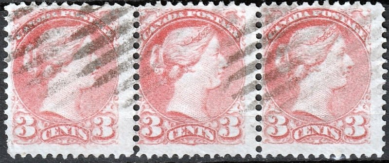 Canada Small Queen #41a Strip of Three (457)