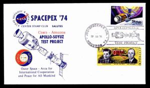 1974 APOLLO-SOYUZ  SPACEPEX '74 - HOUSTON, TX - US#1529 & RUSSIA #4177(ESP#2223)